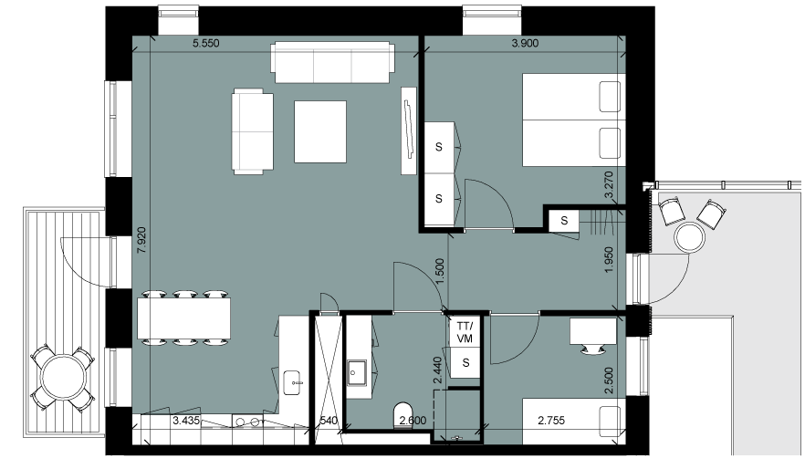 Type C3:3-rum, boligareal jf BBR 104 kvm
6 lejligheder